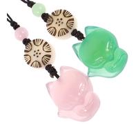 EXAOMBLE Colgantes Decorativos para Bolsos y Móviles de Jade en Forma de Pequeños Animales, 2 Piezas, Ligeros y Fáciles de Llevar Cuerda de Nylon, Ideales para Decorar Llaveros