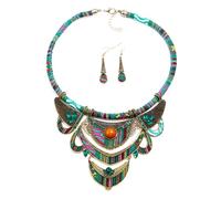 EXAOMBLE Conjunto de Joyas Bohemias Collar y Pendientes Estilo Tribal para Mujer Accesorio Elegante para Fiestas y Reuniones Varios estilos