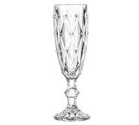 EXAOMBLE Copa y Boca Lisa Diseño Retro Europeo de Vidrio de Champán Textura en Diamante, Pie Alto Elegante para Bebidas Sofisticadas