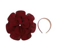 EXAOMBLE Diadema Floral Roja de Poliéster para Mujer Ajuste Seguro y Cómodo, Tocado Elegante y Romántico para Celebraciones al Aire Libre E Interiores
