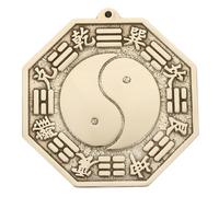 EXAOMBLE Espejo Feng Shui Tai-chi de Latón para Decoración de Baño y Sala, Adorno Dorado Diseño Tradicional para Exorcizar el Mal y Fácil Cuidado