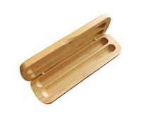 EXAOMBLE Estuche de Bambú para Mantener Organizados Suministros Escolares y Oficina para Lápices con Dos Ranuras y Cierre Suave, Caja de Lápices Multifunción