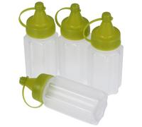 EXAOMBLE Expribles para Condimentos de Pp Adecuado para Uso y Barbacoas al Aire Libre Juego de 4 Botellas Exprimibles para Condimentos de Pp Color Verde, Fácil de Exprimir Superficie Lisa