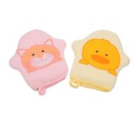 EXAOMBLE Guantes de Baño con Forma de Figura Infantil para Bebés de Algodón 2 Piezas Seguros Anillo Pequeño para Colgar Color Aleatorio Ideales para Viaje y Uso en Casa