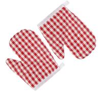 EXAOMBLE Guantes de Horno y Protección Antiescaldaduras Aislamiento Térmico 2 Piezas Rojos de Poliéster Infantiles para Cocina y Hornear de 6 a 12 Años
