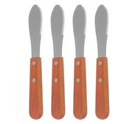 EXAOMBLE Juego de 4 Espátulas Ergonómicas de Acero Inoxidable y Madera para Untar Mantequilla y Queso Corte Preciso para Cocinas Profesionales y Hogares