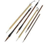 EXAOMBLE Juego de 6 Pinceles de Caligrafía China Mango de Madera y Cerdas de Nylon, Buena Absorción de Tinta y Fácil Almacenamiento para Pintura y Escritura Tradicional