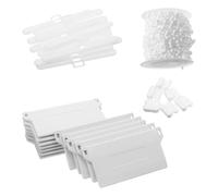EXAOMBLE Juego de Accesorios de Plástico Cadena Resistente para Persianas, 10 Metros de Cadena y 12 Piezas de Soporte para Cortinas Verticales de Color Blanco para Sala o Dormitorio