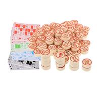 EXAOMBLE Juego de Bingo Fichas de Ajedrez de Madera y Cartones de Papel Rojo para Fiesta y Reunión Familiar Divertido y Práctico