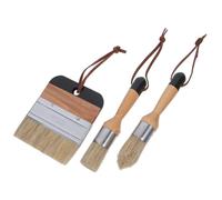 EXAOMBLE Juego de Pinceles Redondos para Pintura de Tiza y Cera de de Jabalí Set de 3 Piezas Mango de Madera, Adecuado para Proyectos de Mejora del Hogar
