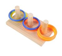 EXAOMBLE Juguetes para Loros y Pájaros Educativos de Madera y Plástico, Anillos Apilables de 7 Cm, Set de 9 Piezas, Colorido, para Entrenamiento de Inteligencia en Color Aleatorio