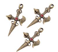 EXAOMBLE Kit de 3 Piezas de Colgantes de Latón Vajra, Decoración Budista para Llaveros y Pulseras, Adecuado para Manualidades y Regalos Religiosos
