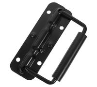 EXAOMBLE Manija de Metal Resistente Muelle Plegable para Cajas de Herramientas Industriales, Tamaño 120 MM, Montaje Fácil para Uso Profesional Negro
