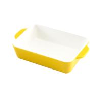EXAOMBLE Molde Rectangular Amarillo Grosor Medio Utensilios para Hornear para Hornear de Cerámica y Alta Resistencia al Calor Ideales para Microondas y Horno