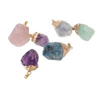 EXAOMBLE Pack de 6 Colgantes de Piedra Natural para Collar, Diseño Irregular Hecho a Mano Amatista, Cuarzo Rosa y Fluorita Verde, Aptos para Bisutería y Uso en Año