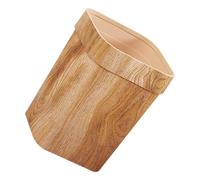 EXAOMBLE Papelera Cuadrada de Plástico Diseño de Veta de Madera, Capacidad 12l, Color Original Madera, Cubo de Basura Compacto para Cocina, Baño, Dormitorio y Oficina
