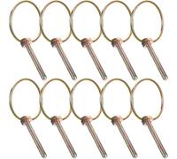 EXAOMBLE Pasador de Seguridad Galvanizado de Aleación 6x45 Mm, Juego de 10 Piezas con Anilla Autoblocante, Pasador Duradero para Remolques Agrícolas, Cortacéspedes y Camiones, Accesorio