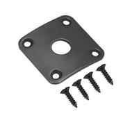EXAOMBLE Placa de Enchufe Resistente para Guitarra Eléctrica de Metal Negro Diseño Curvado para Fortalecer la Conexión del Mástil y Cuerpo, Incluye 4 Tornillos