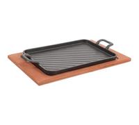 EXAOMBLE Plancha de Hierro Fundido Sartén Antiadherente Gruesa Asas Dobles para Asar Parrilla Práctica y Fácil de Almacenar Adecuado para Camping y Picnic