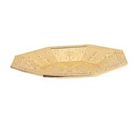 EXAOMBLE Plato de Humo Budista Octogonal de Hierro Dorado para Ofrendas y Rituales, Bandeja Versátil para Templo y Decoración del Hogar, Cuenco de Pedestal para Ceremonias Religiosas
