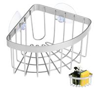 EXAOMBLE Porta Esponja para Fregadero Ventosa de Acero Inoxidable 304, Estante Esquinero para Cocina y Baño, Sistema de Drenaje para Evitar Acumulación de Agua