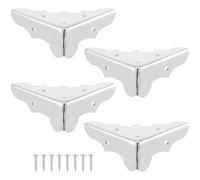EXAOMBLE Protector de Esquinas de Caja de Metal Plata, 4 Piezas Tornillos, Protección y Decoración Elegante para Álbum y Libro en Proyectos DIY