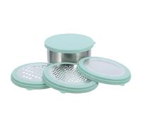 EXAOMBLE Rallador de Queso con Diseño de Cuenco Redondo, Hojas de Acero Inoxidable Intercambiables y Base Antideslizante para Cocinas Compactas