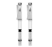 EXAOMBLE Set 2 Bolígrafos Estilográficos Transparentes Punta Fina Recargables para Oficina y Escuela Tinta y Cuerpo Resistente