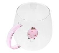 EXAOMBLE Taza de Vidrio con Forma de Fresa para Café y Leche Capacidad 400ml Diseño Delicado y Grande para Café o Restaurante