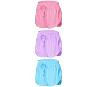 EXARUS Pantalones cortos deportivos para niñas 2 en 1 para entrenamiento, delfín con bolsillos, pista de animación deportiva para niños de 6 a 14 años, Set 2, 10 años