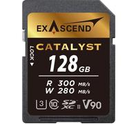 Exascend Catalyst - Tarjeta de Memoria SDXC UHS-II V90 SDHC de 300 MB/S, 128 GB, Calidad cinematográfica, 8K UHD de hasta 280 MB/s, velocidades de Escritura, 300 MB/s de Lectura UHS-II, Clase 10, U3
