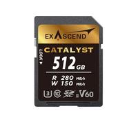 Exascend Catalyst - Tarjeta de memoria SDXC UHS-II V60 de 512 GB en 4K Ultra HD 150 MB/s velocidades de escritura, 280 MB de lectura UHS-II, clase 10, U3, V60 SD