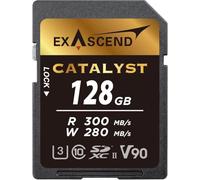 Exascend Catalyst - Tarjeta de Memoria SDXC UHS-II V90 SDHC de 300 MB/S, 128 GB, Calidad cinematográfica, 8K UHD de hasta 280 MB/s, velocidades de Escritura, 300 MB/s de Lectura UHS-II, Clase 10, U3