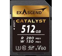 Exascend Catalyst - Tarjeta de memoria SDXC UHS-II V60 de 512 GB en 4K Ultra HD 150 MB/s velocidades de escritura, 280 MB de lectura UHS-II, clase 10, U3, V60 SD