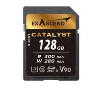 Exascend Catalyst - Tarjeta de Memoria SDXC UHS-II V90 SDHC de 300 MB/S, 128 GB, Calidad cinematográfica, 8K UHD de hasta 280 MB/s, velocidades de Escritura, 300 MB/s de Lectura UHS-II, Clase 10, U3