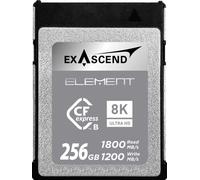 Exascend Element CFexpress tipo B de 256 GB, velocidad de escritura de 1200 MB/s, velocidad de lectura de 1800 MB/s, para video RAW 8K para cámaras DSLR y de video de grado profesional, escritura
