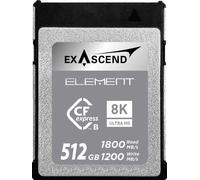 Exascend Element CFexpress tipo B de 512 GB, velocidad de escritura de 1200 MB/s, velocidad de lectura de 1800 MB/s, para video RAW 8K para cámaras DSLR y video de grado profesional de 900 MB/s de
