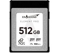 Exascend Element Pro - Tarjeta de memoria CFexpress 4.0 tipo B de 512 GB, velocidad de escritura de 1400 MB/s, velocidad de lectura de 3500 MB/s, captura de video impecable de 8K y 12K a 120 fps y