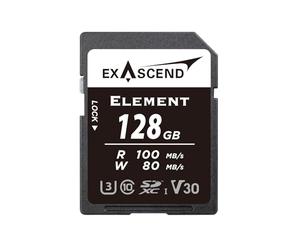 Exascend Elemento 128 GB SDXC UHS-I V30 tarjeta de memoria 4K UHD hasta 170 MB/s, UHS-I, clase 10, U3, V30 cámara SD tarjeta (UHS-I V30 100MB/s, 128 GB)