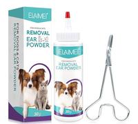exatta Polvo para el Cuidado de Oídos de Perros,Limpiador oidos Perros,Polvo para la Limpieza de Orejas para Perro-s y Gatos,para Todas Las Razas de Gatos y Perro-s,y Pinzas el Pelo de la Oreja (30g)