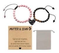 exatta Pulsera de madre e hijo, pulsera de 2 piezas para mamá e hijo, pulsera de corazón para madre e hijo, pulsera de regalo con tarjeta y bolsas de cordón, regalo para madres, hijo, familia 1