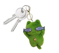 EXBERT - Llavero de peluche para gatos con colgante de gato de peluche para gatos, llavero de peluche manual para gatos con ojos en forma de y campana, para bolsa