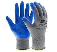 EXBRIECO 3, 6, 12, 24, 60, o 240 Pares Guantes de Protección, Guantes de trabajo, Poliéster y Látex, EPI, 2131X, Duradero, Ligeros, Resistencia a la Abrasión, Jardinería, Reparaciones, Mecánica, Azul
