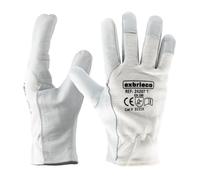 EXBRIECO, Guantes de Trabajo de Piel, Pack de 1/3/6 o 12 Pares, Alta Resistencia a la Abrasión y Perforación, Antidesgarros, Dorso de Algodón, Cómodos y Suaves, Duraderos, Diferentes Tallas