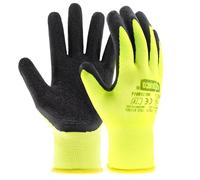 EXBRIECO Guantes de Trabajo Profesionales con CAT 2 de Protección, Guantes en Látex y Poliéster Ideales para Mecánica, Construcción, Bricolage, Almacén. Guantes con Precisión Táctil, Transpirable.