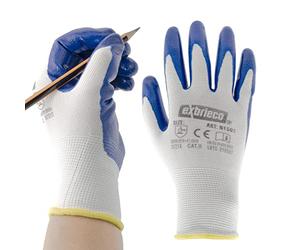 EXBRIECO Guantes de Trabajo Profesionales Ideales para Automotriz, Construcción y Embalaje, Guantes de Protección CAT2 en Poliéster y Nitrilo, Precisión Táctil, Multipropósito, Cómodos, Resistentes