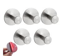 Exbrith Toallero sin Taladrar, Toallero de Gancho Adhesivo, Ganchos de Pared - Pack de 5 Ganchos Autoadhesivos de Acero Inoxidable con Almohadillas Adhesivas 3M