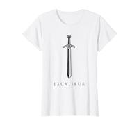 Excalibur La Espada Legendaria en la Piedra del Rey Arturo Camiseta gráfica económica, Mujer, Blanco, S