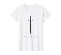Excalibur La Espada Legendaria en la Piedra del Rey Arturo Camiseta gráfica económica, Mujer, Blanco, S