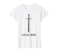 Excalibur La Espada Legendaria en la Piedra del Rey Arturo Camiseta gráfica económica, Mujer, Blanco, XL